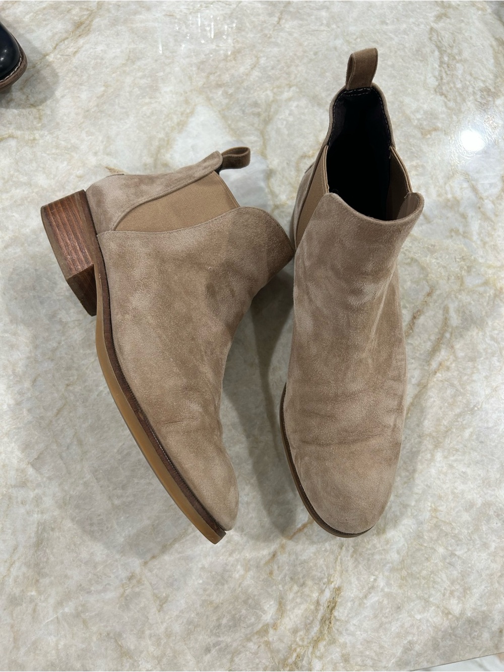 Cole Haan Taupe Suede Chelsea Booties